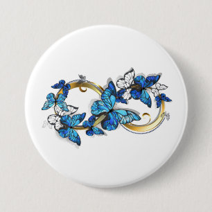Symbol Unendlichkeit von blauen Morpho-Schmetterli Button