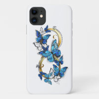 Symbol Unendlichkeit von blauen Morpho-Schmetterli