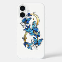 Symbol Unendlichkeit von blauen Morpho-Schmetterli