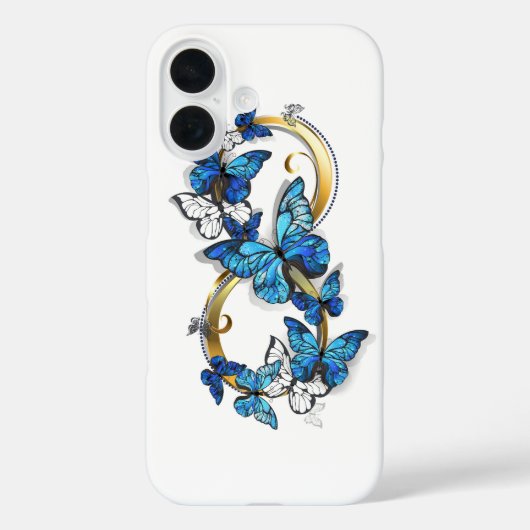 Symbol Unendlichkeit von blauen Morpho-Schmetterli Case-Mate iPhone Hülle (Rückseite)