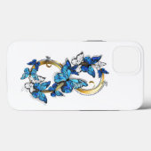 Symbol Unendlichkeit von blauen Morpho-Schmetterli Case-Mate iPhone Hülle (Rückseite (Horizontal))