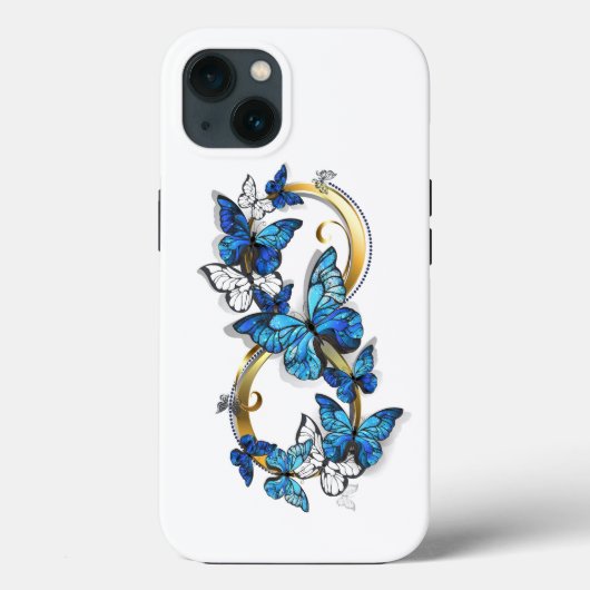 Symbol Unendlichkeit von blauen Morpho-Schmetterli Case-Mate iPhone Hülle (Rückseite)