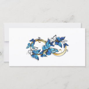 Symbol Unendlichkeit von blauen Morpho-Schmetterli Dankeskarte