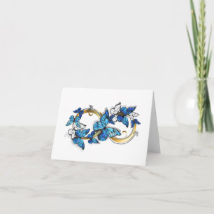 Symbol Unendlichkeit von blauen Morpho-Schmetterli Dankeskarte