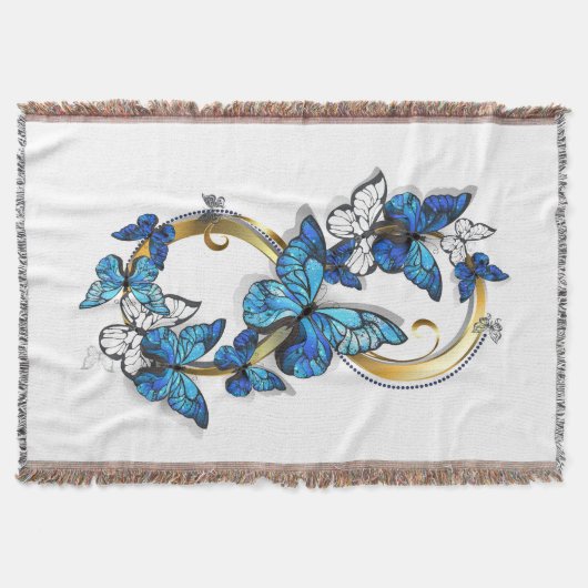 Symbol Unendlichkeit von blauen Morpho-Schmetterli Decke (Vorderseite)