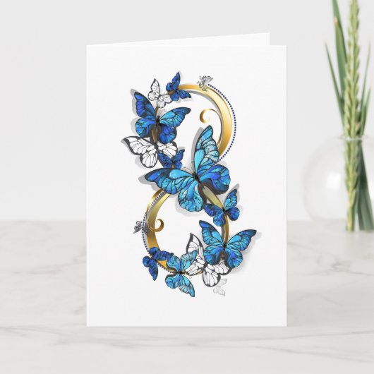 Symbol Unendlichkeit von blauen Morpho-Schmetterli Einladung (Vorderseite)