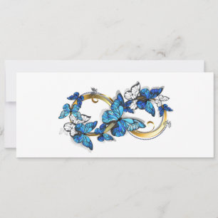 Symbol Unendlichkeit von blauen Morpho-Schmetterli Feiertagskarte