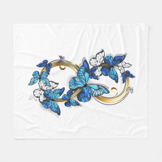 Symbol Unendlichkeit von blauen Morpho-Schmetterli Fleecedecke (Vorderseite (Horizontal))