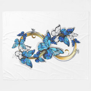 Symbol Unendlichkeit von blauen Morpho-Schmetterli Fleecedecke