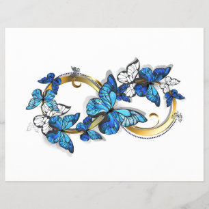 Symbol Unendlichkeit von blauen Morpho-Schmetterli Flyer
