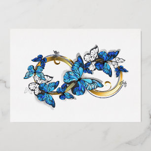 Symbol Unendlichkeit von blauen Morpho-Schmetterli Folien Feiertagskarte