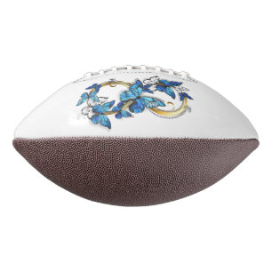 Symbol Unendlichkeit von blauen Morpho-Schmetterli Football