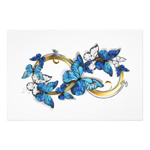 Symbol Unendlichkeit von blauen Morpho-Schmetterli Fotodruck