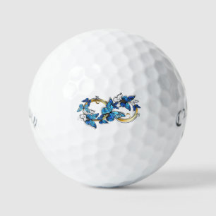 Symbol Unendlichkeit von blauen Morpho-Schmetterli Golfball