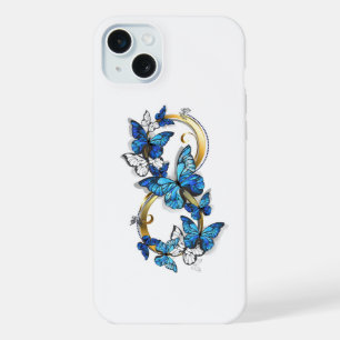 Symbol Unendlichkeit von blauen Morpho-Schmetterli iPhone 15 Plus Hülle