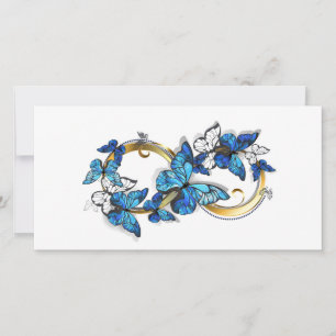 Symbol Unendlichkeit von blauen Morpho-Schmetterli Karte