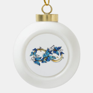 Symbol Unendlichkeit von blauen Morpho-Schmetterli Keramik Kugel-Ornament