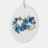 Symbol Unendlichkeit von blauen Morpho-Schmetterli Keramik Ornament (Rechts)