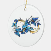 Symbol Unendlichkeit von blauen Morpho-Schmetterli Keramik Ornament (Links)