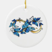 Symbol Unendlichkeit von blauen Morpho-Schmetterli Keramik Ornament (Hinten)