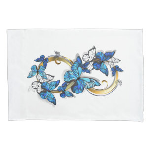 Symbol Unendlichkeit von blauen Morpho-Schmetterli Kissenbezug