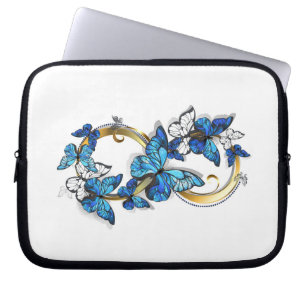 Symbol Unendlichkeit von blauen Morpho-Schmetterli Laptopschutzhülle