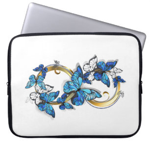 Symbol Unendlichkeit von blauen Morpho-Schmetterli Laptopschutzhülle