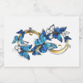 Symbol Unendlichkeit von blauen Morpho-Schmetterli Lebensmitteletikett (Einzelnes Label)
