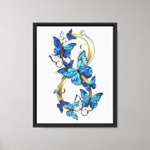 Symbol Unendlichkeit von blauen Morpho-Schmetterli Leinwanddruck