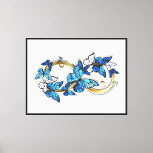 Symbol Unendlichkeit von blauen Morpho-Schmetterli Leinwanddruck