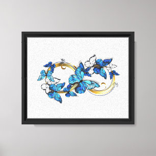 Symbol Unendlichkeit von blauen Morpho-Schmetterli Leinwanddruck
