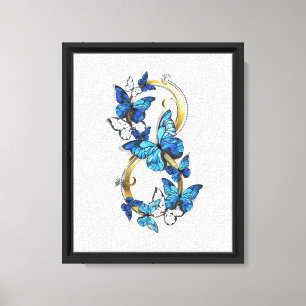Symbol Unendlichkeit von blauen Morpho-Schmetterli Leinwanddruck