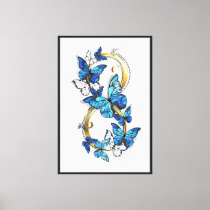 Symbol Unendlichkeit von blauen Morpho-Schmetterli Leinwanddruck