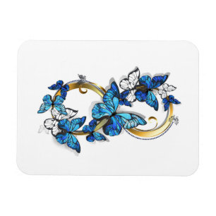 Symbol Unendlichkeit von blauen Morpho-Schmetterli Magnet
