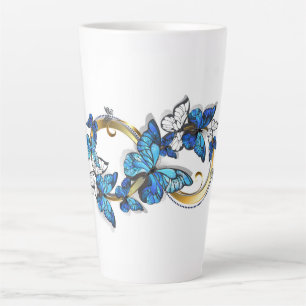 Symbol Unendlichkeit von blauen Morpho-Schmetterli Milchtasse