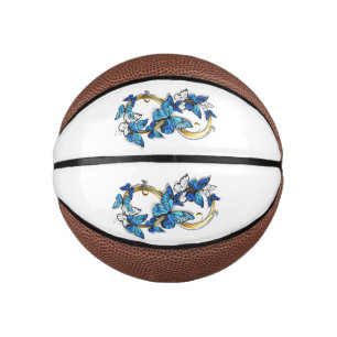 Symbol Unendlichkeit von blauen Morpho-Schmetterli Mini Basketball