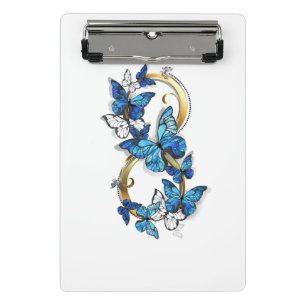 Symbol Unendlichkeit von blauen Morpho-Schmetterli Mini Klemmbrett