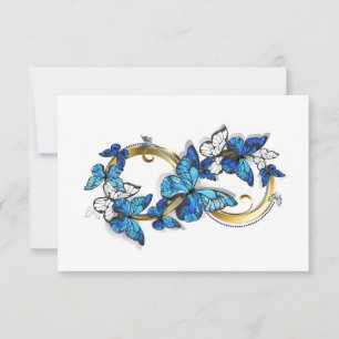 Symbol Unendlichkeit von blauen Morpho-Schmetterli Mitteilungskarte