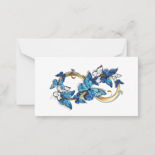 Symbol Unendlichkeit von blauen Morpho-Schmetterli Mitteilungskarte