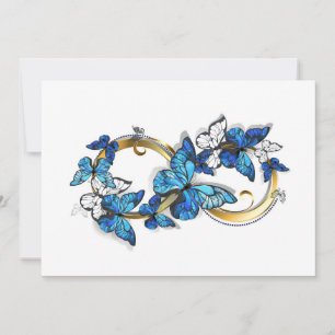Symbol Unendlichkeit von blauen Morpho-Schmetterli Mitteilungskarte