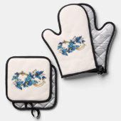 Symbol Unendlichkeit von blauen Morpho-Schmetterli Ofenhandschuh & Topflappen-Set (Vorderseite/Rückseite)