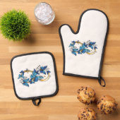 Symbol Unendlichkeit von blauen Morpho-Schmetterli Ofenhandschuh & Topflappen-Set (Oben Unten)