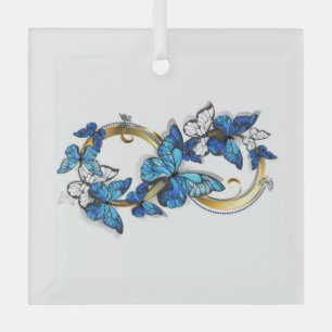 Symbol Unendlichkeit von blauen Morpho-Schmetterli Ornament Aus Glas