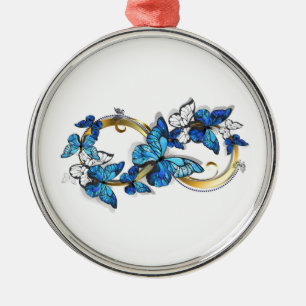 Symbol Unendlichkeit von blauen Morpho-Schmetterli Ornament Aus Metall