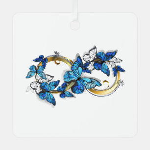 Symbol Unendlichkeit von blauen Morpho-Schmetterli Ornament Aus Metall