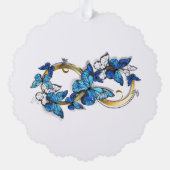 Symbol Unendlichkeit von blauen Morpho-Schmetterli Ornament Karte (Rückseite)