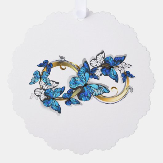 Symbol Unendlichkeit von blauen Morpho-Schmetterli Ornament Karte (Vorderseite)