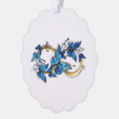 Symbol Unendlichkeit von blauen Morpho-Schmetterli Ornament Karte (Links)