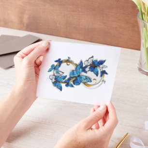 Symbol Unendlichkeit von blauen Morpho-Schmetterli Pergament Einladungen