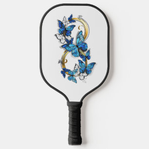 Symbol Unendlichkeit von blauen Morpho-Schmetterli Pickleball Schläger